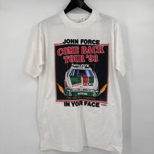 Vintage John Force Drag Racing T Shirt NHRA 1993 IN YOUR FACE Funny‎ Car Size L